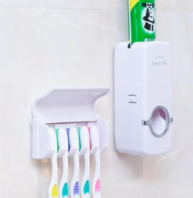 2 in 1 - Toothpaste Dispenser with Toothbrush Holder